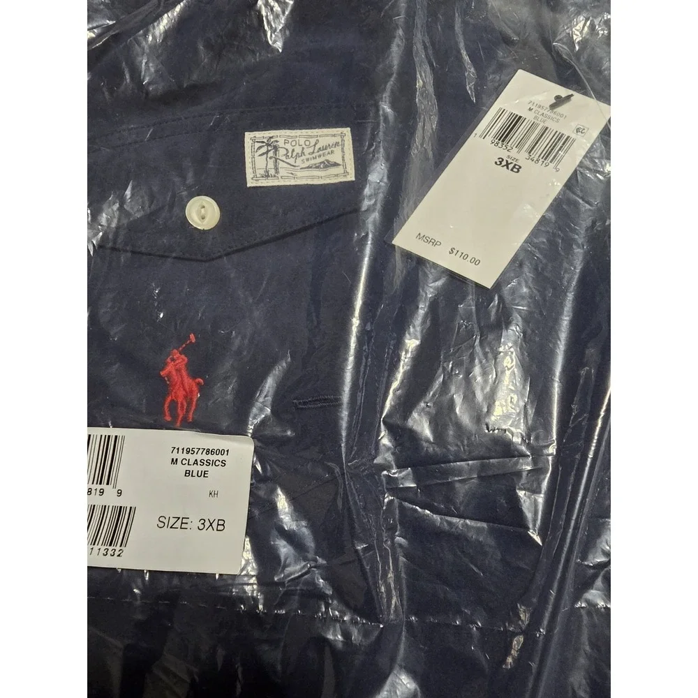 Polo Ralph Lauren Big & Tall All Over Pony Swim Trunks Navy Blue Men's Size 3XB